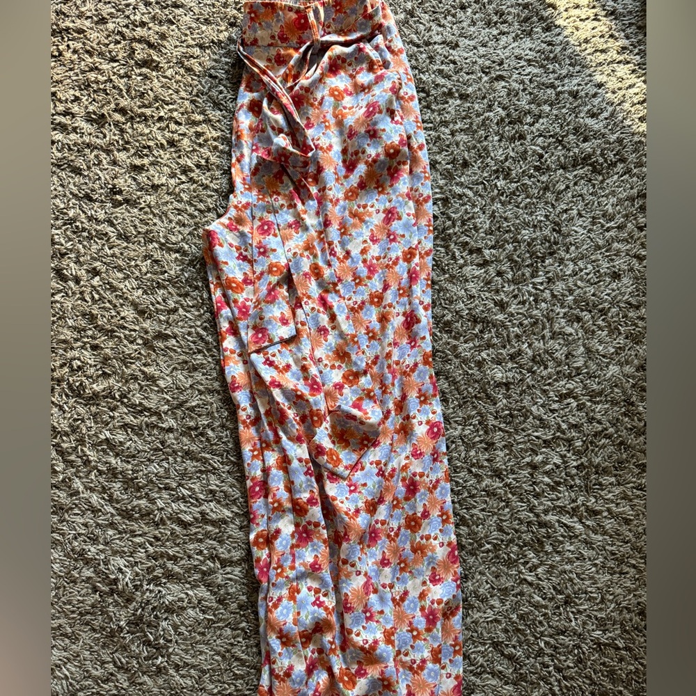 Forever 21 Flowery Flare Pants with Belt